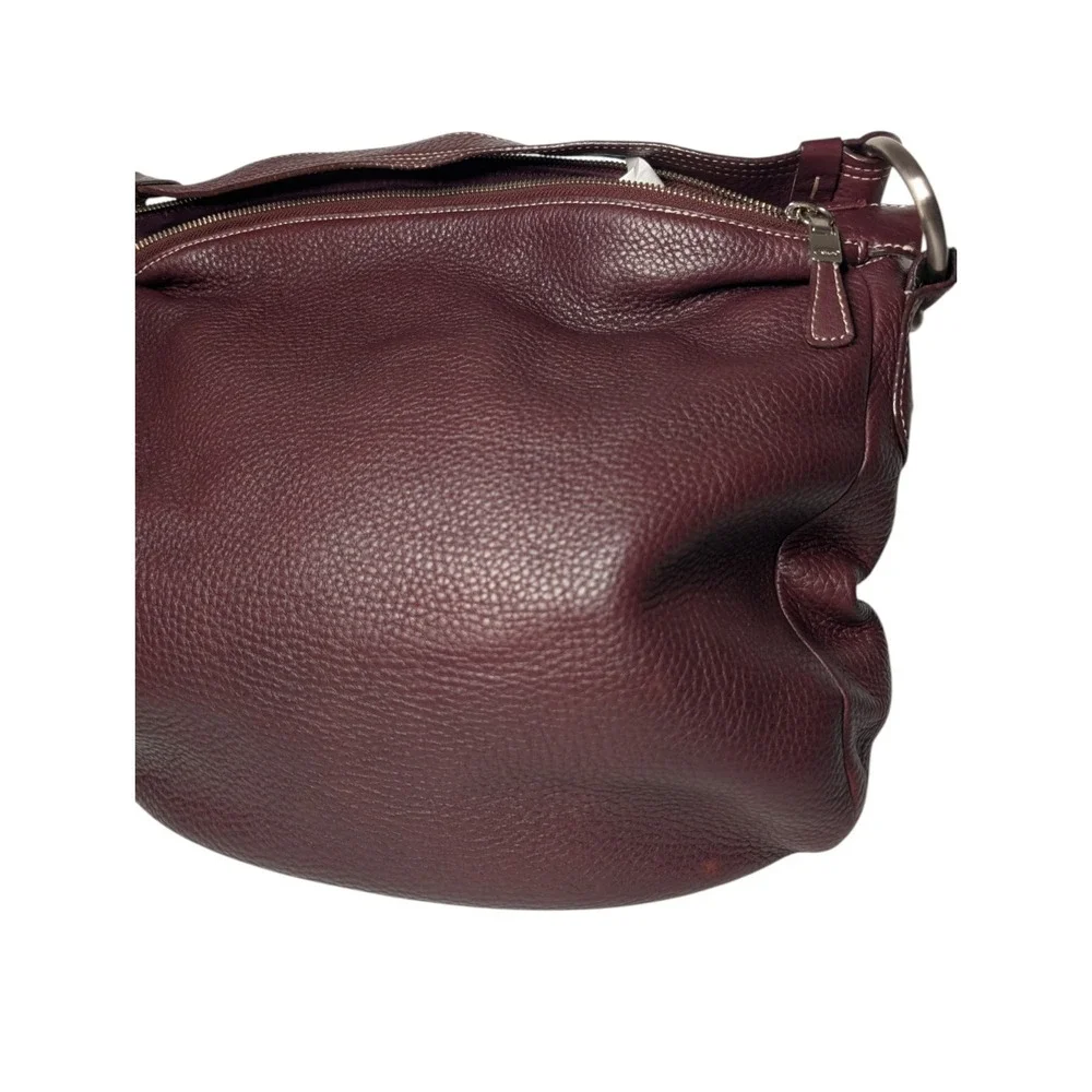 Talbots Oxblood Pebbled Leather Hobo Shoulder Bag Gold Hardware Classic Preppy